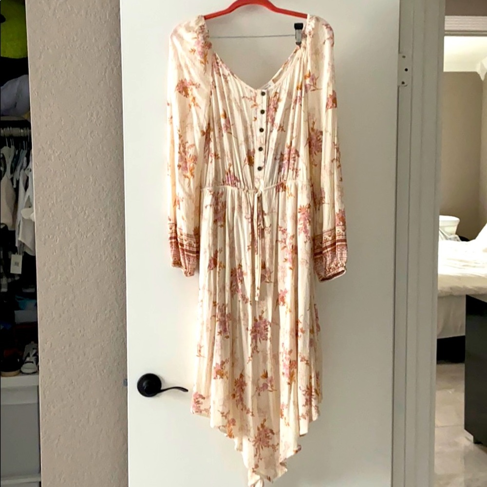 Boho cream long sleeve dress